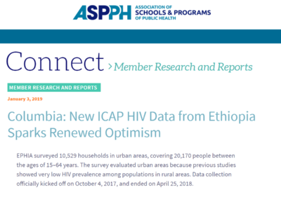 (ASPPH) New ICAP HIV Data from Ethiopia Sparks Renewed Optimism