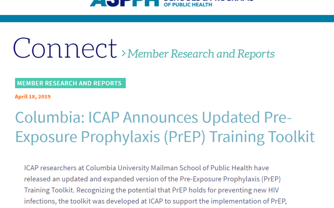 (ASPPH) ICAP Announces Updated Pre-Exposure Prophylaxis (PrEP) Training Toolkit