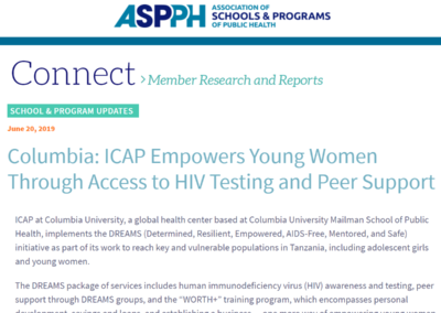 (ASPPH) Columbia: ICAP Empowers Young Women Through Access to HIV Testing and Peer Support