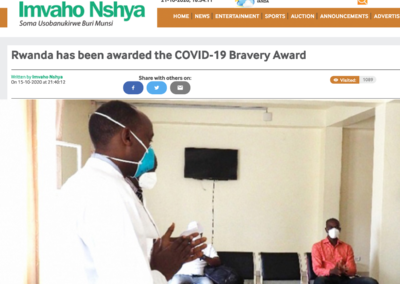 Rwanda has been Awarded the COVID-19 Bravery Award