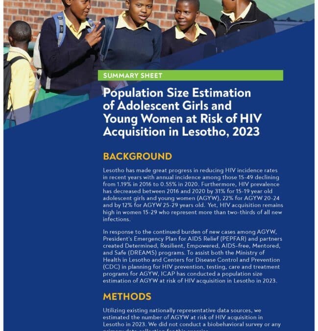 Population Size Estimation of Adolescent Girls and Young Women at Risk of HIV Acquisition in Lesotho, 2023