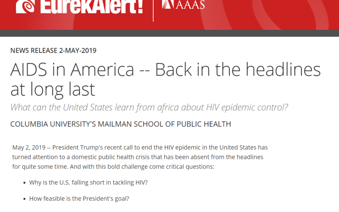 (EurekAlert!) AIDS in America — Back in the headlines at long last