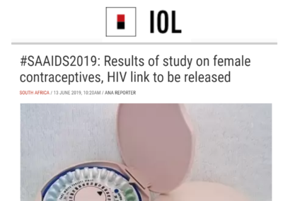 (Independent Online) #SAAIDS2019: Results of study on female contraceptives, HIV link to be released