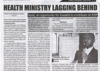 (Swazi Observer) HPTN study an opportunity for Eswatini to contribute on PrEP