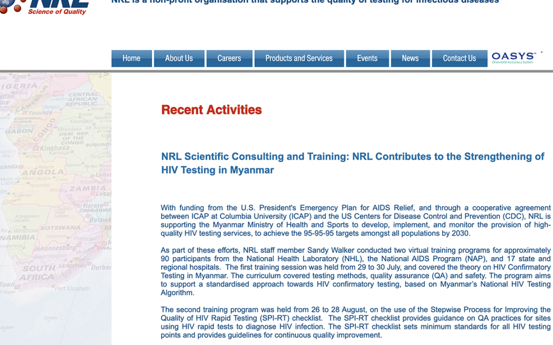 (NRL) ICAP Contributes to the Strengthening of HIV Testing in Myanmar