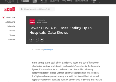 (WNYC) ICAP’s Jessica Justman Comments on How Fewer COVID-19 Cases are Ending up in Hospitals