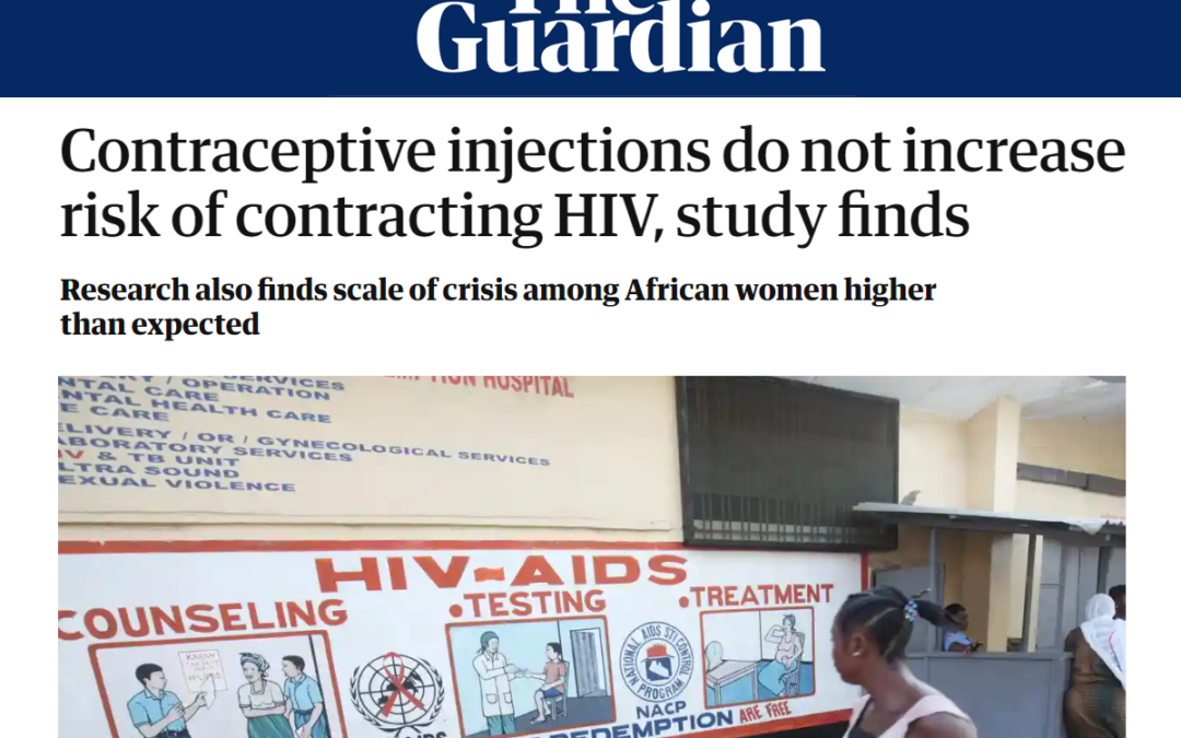 (The Guardian) ECHO trial finds contraceptive injections do not increase risk of contracting HIV
