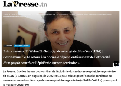 (La Presse Tunisia) ICAP’s Wafaa El-Sadr Stresses Epidemic Control for COVID-19