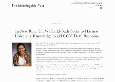 (Morningside Post) In New Role, Dr. Wafaa El-Sadr Seeks to Harness University Knowledge to Aid COVID-19 Response