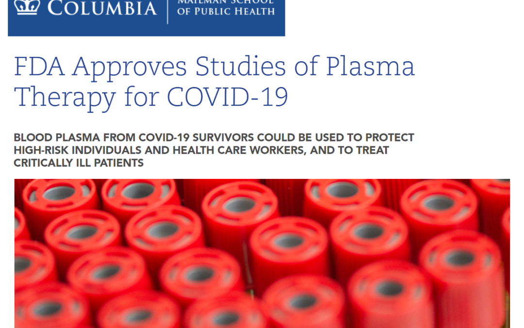 ICAP’s Jessica Justman Co-Investigator on FDA-Approved Study of Plasma Therapy for COVID-19