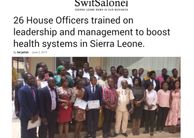 (SwitSalone) ICAP in Sierra Leone Enhances Health Work Force Through House Officers Training